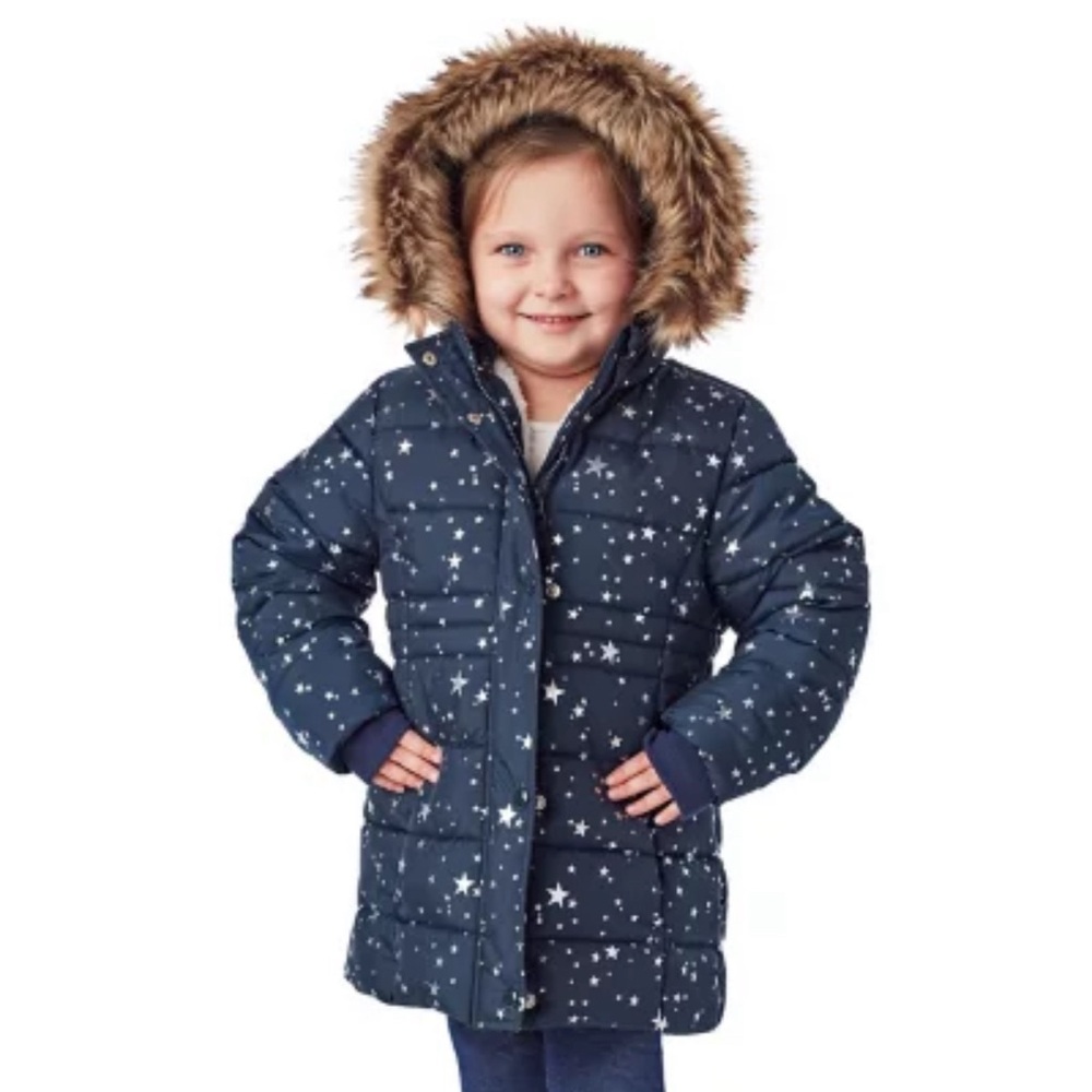 Baby GAP Girl Navy Blue Star Gorpcore puffer jacket 3T